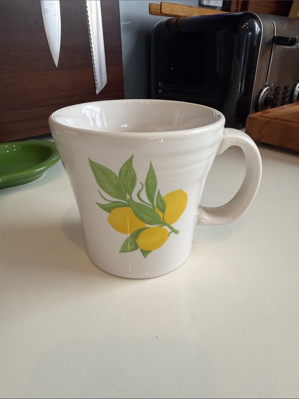 Fiestaware White Mug with Yellow Lemon & Green Leaves